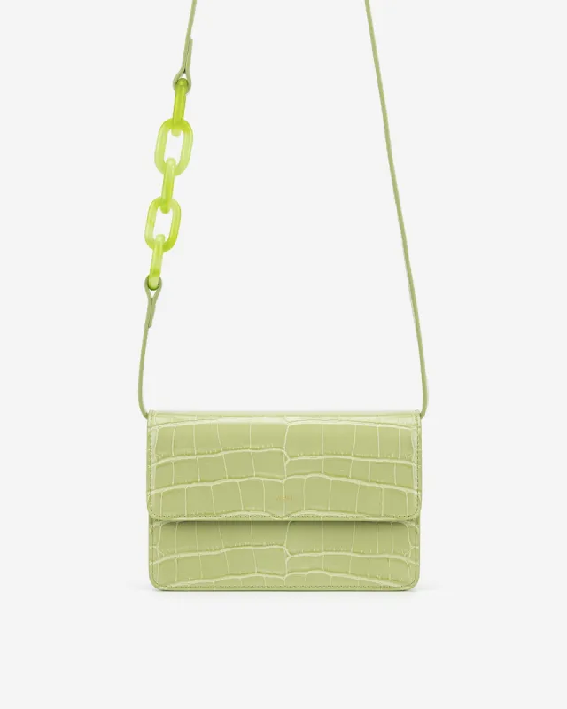 Julia Acrylic Chain Crossbody Bag - Sage Green Croc sold by JW PEI