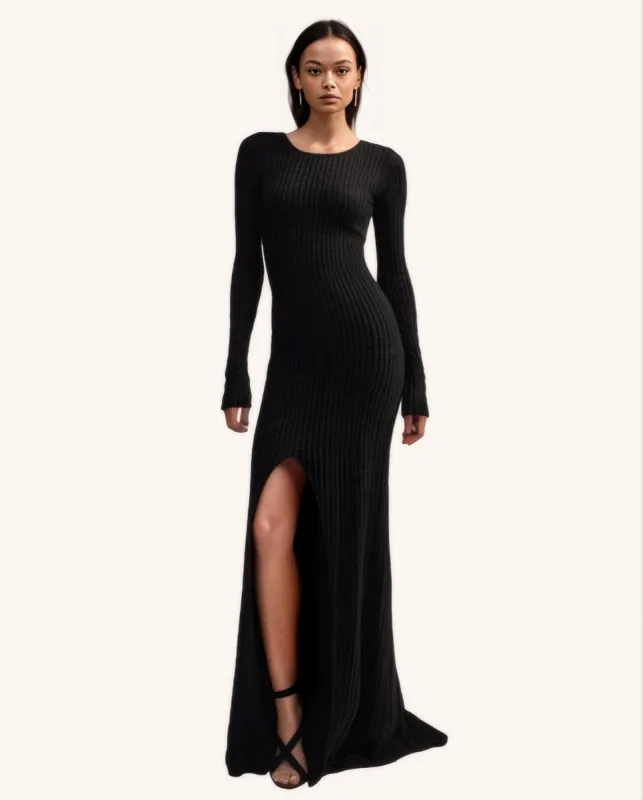Trinity Black Slit Knit Dress sold by JW PEI