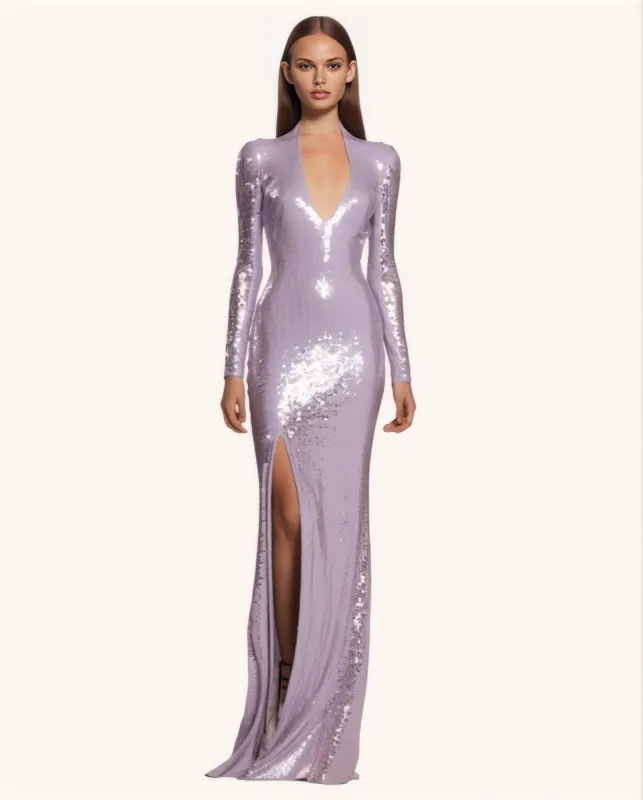 Alivia Sequined Stretch Tulle Maxi Dress sold by JW PEI