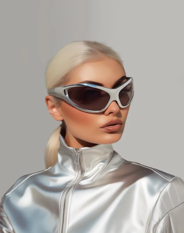 Quiana Round Frame Sunglasses - Silver sold by JW PEI