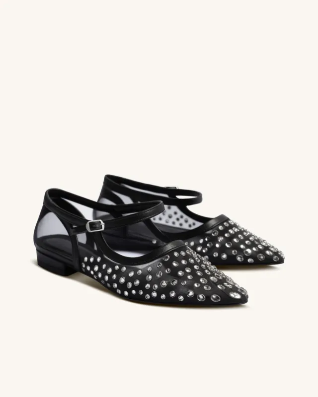 Hermia Crystal-Embellished Ballet Flats-Black sold by JW PEI