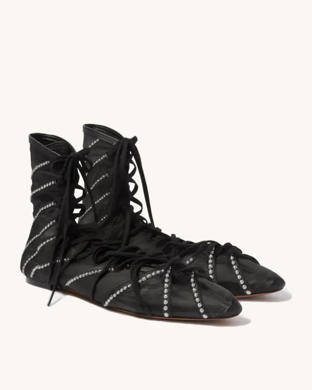 Heisey Crystal Embellished Ballet Flats-Black sold by JW PEI