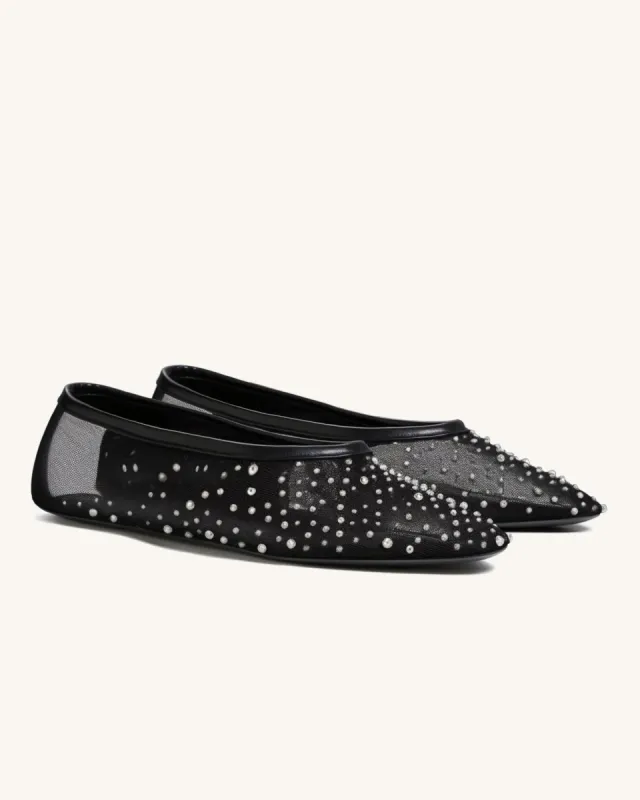 Vena Crystal Embellished Ballet Flats-Black sold by JW PEI