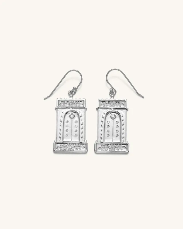 Roman Arch Earrings - 18ct White Gold Plated & White Zircon sold by JW PEI