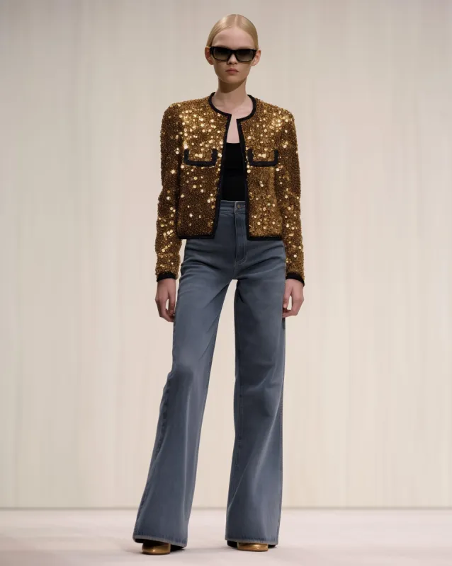 Gold Sequinned Short Jacket sold by JW PEI