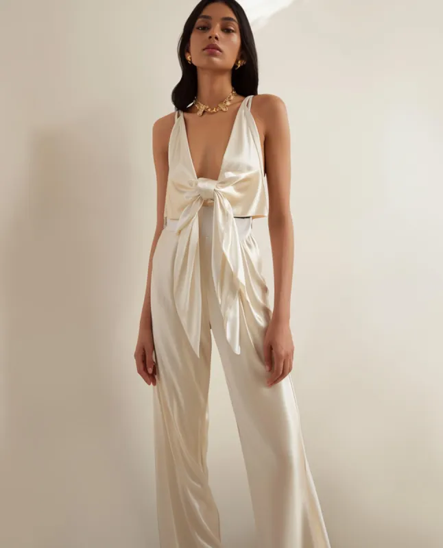 Beige knotted top made by JW PEI