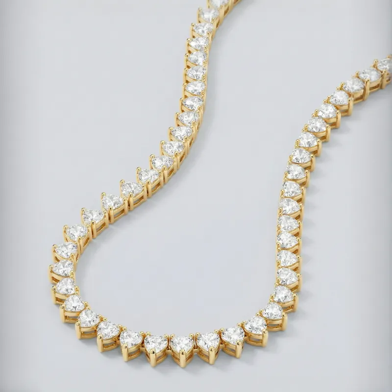 The Gold Iced Out Heart Tennis Necklace sold by The M Jewelers