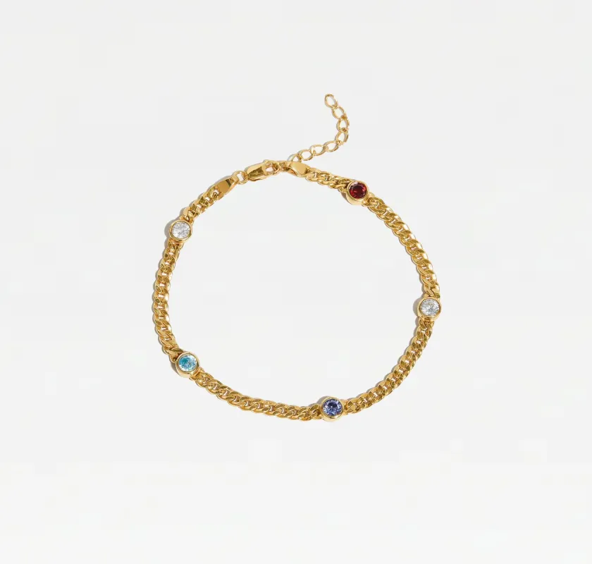 THE MULTI GEM CURB LINK BRACELET made by The M Jewelers