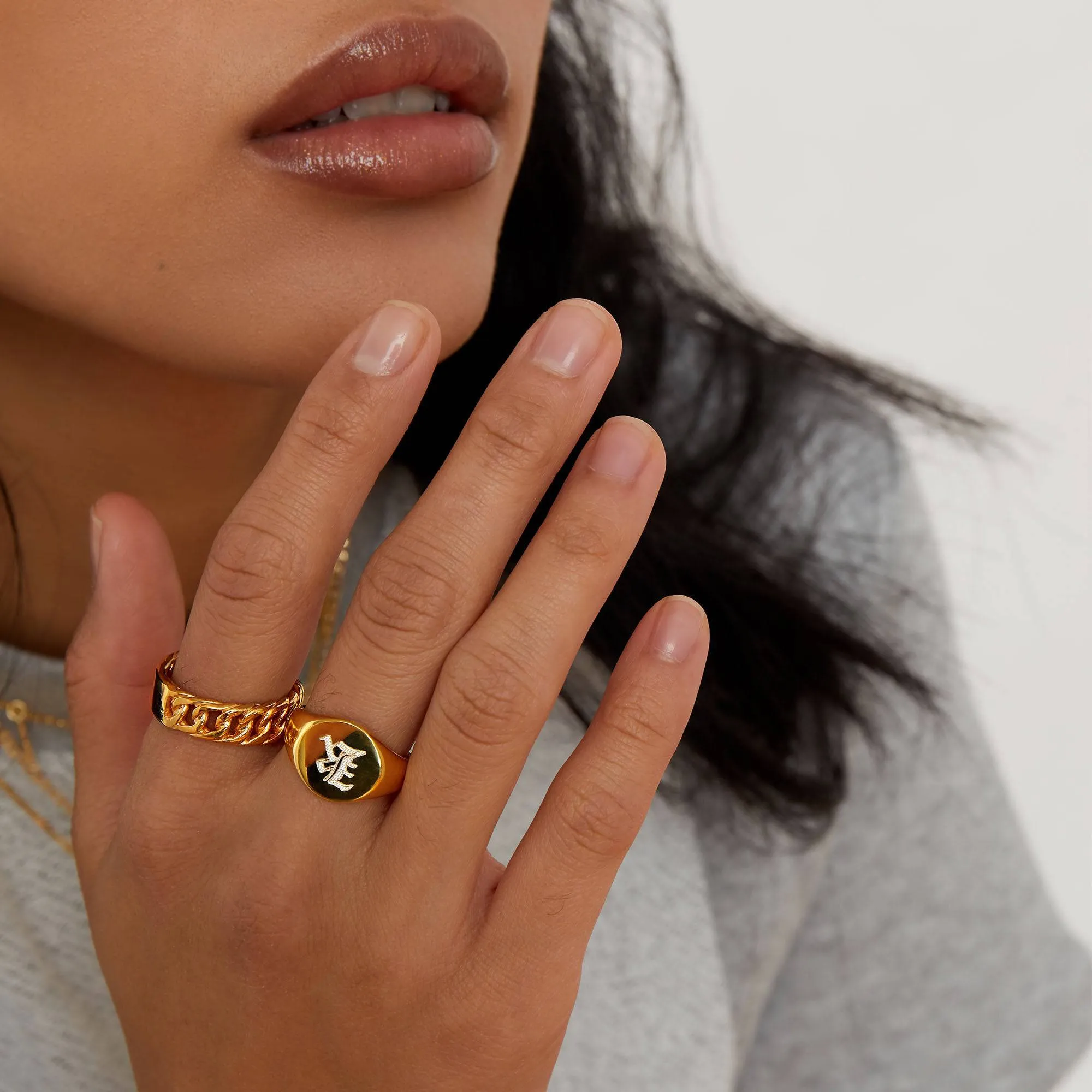 The Signature Old English Signet Ring sold by The M Jewelers product image thumbnail 2