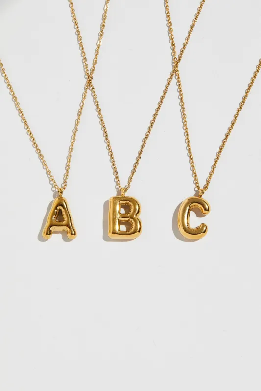 THE BUBBLE LETTER BLOCK PENDANT NECKLACE sold by The M Jewelers