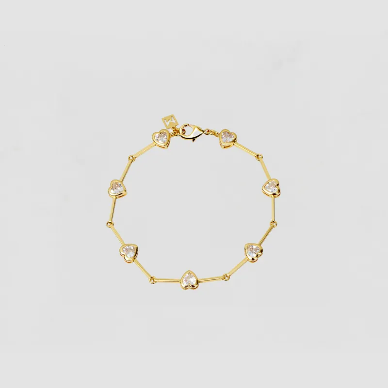 Bezel Heart Link Bracelet sold by The M Jewelers