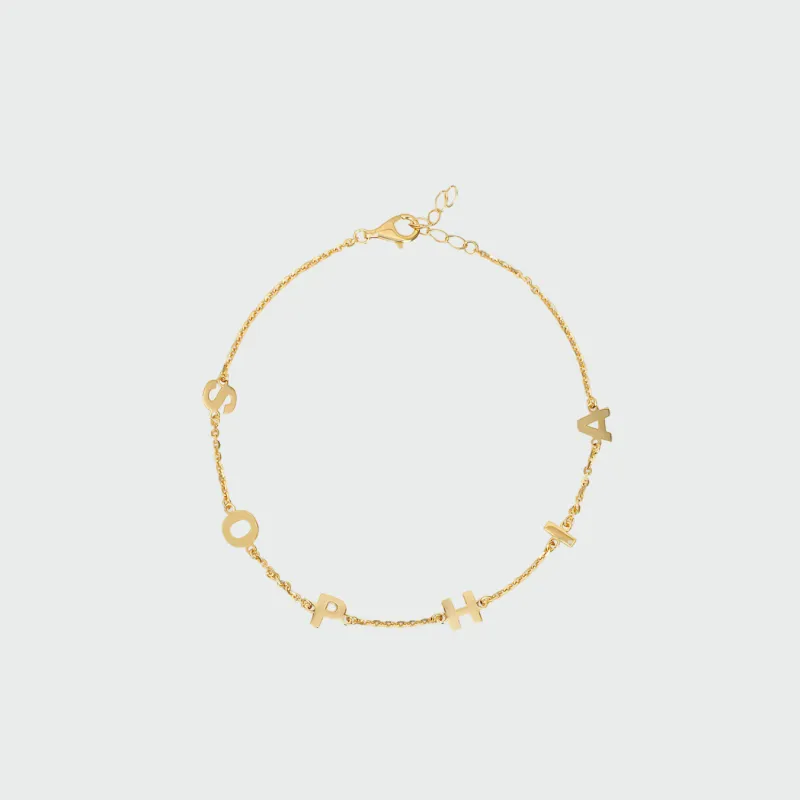 The Block Name Anklet made by The M Jewelers