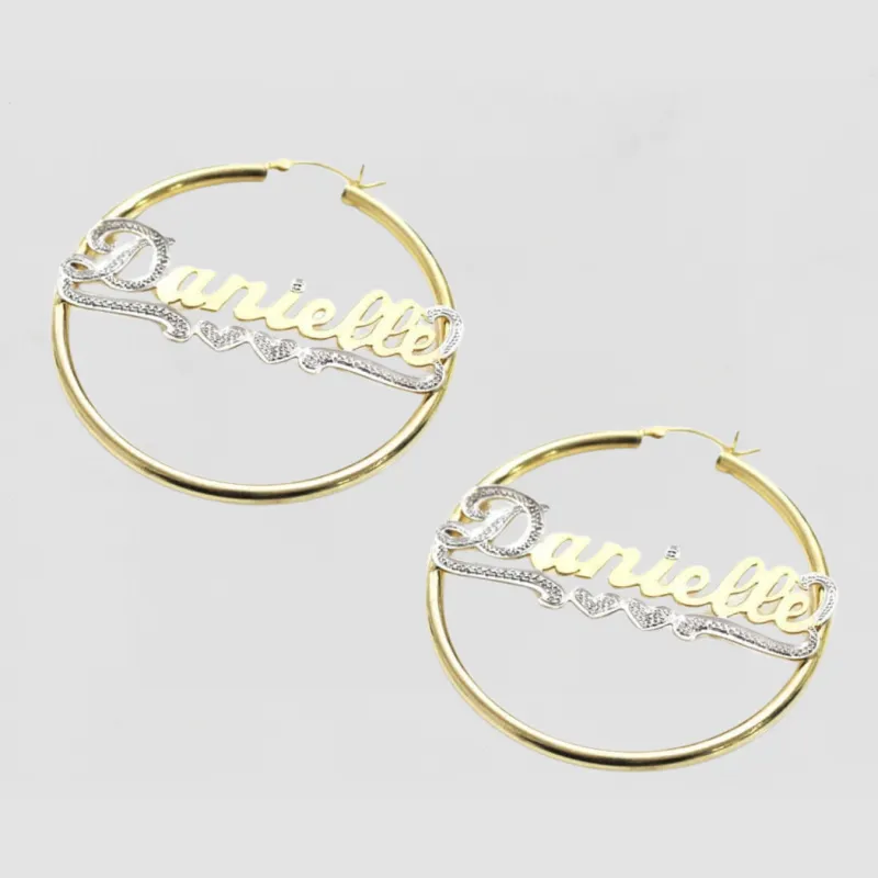 The Cut Name Hoops made by The M Jewelers