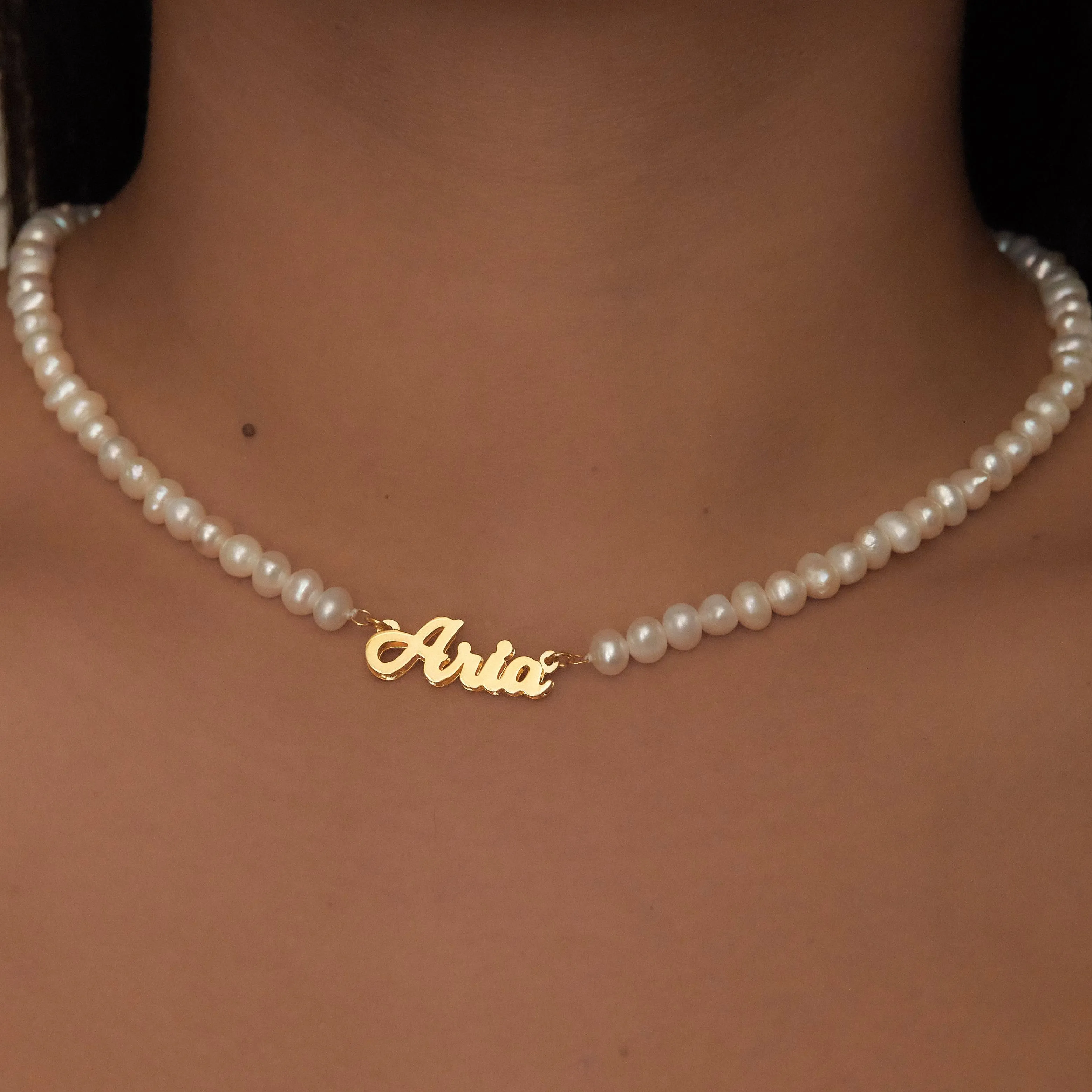 The Pearl Nameplate Necklace sold by The M Jewelers product image thumbnail 3