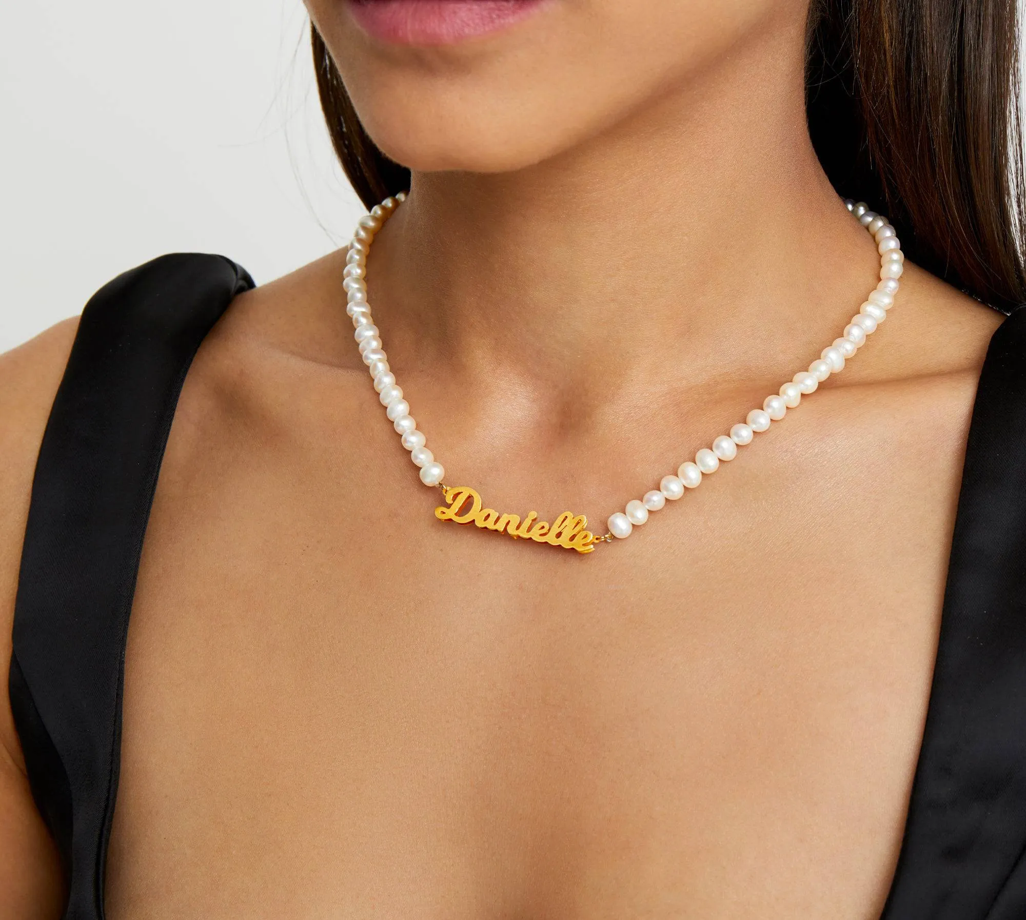 The Pearl Nameplate Necklace sold by The M Jewelers product image thumbnail 4