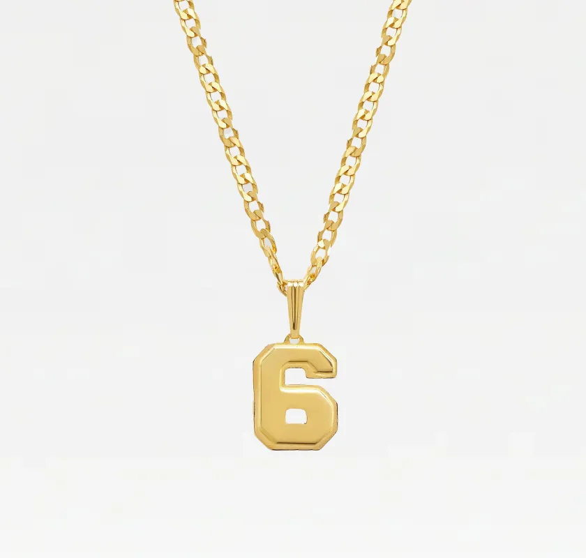 The Varsity Number Pendant Necklace made by The M Jewelers