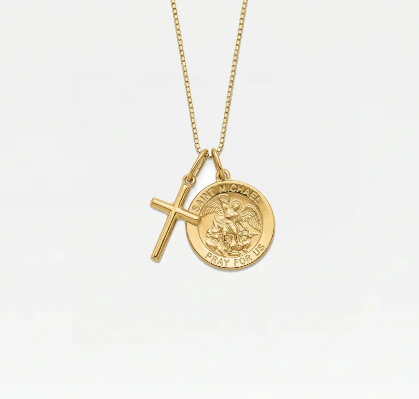 The Saint Michael Cross Necklace sold by The M Jewelers