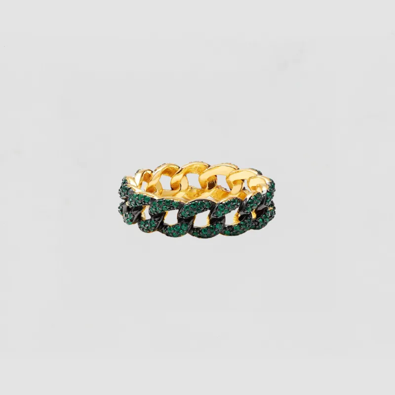 The Emerald Cuban Link Ring made by The M Jewelers