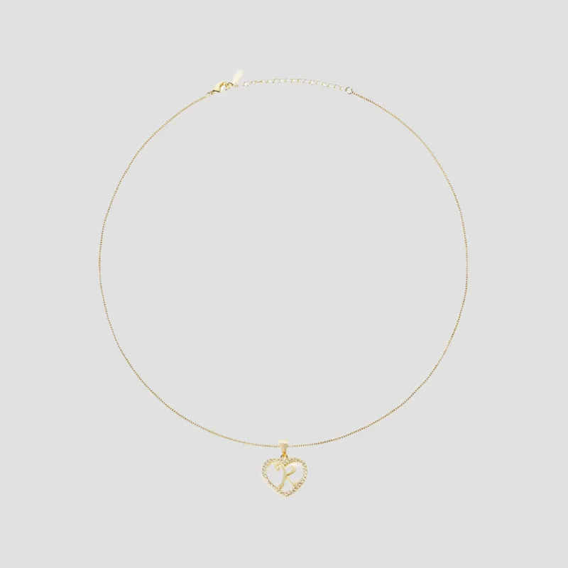 The Cutout Iced Heart Initial Pendant Necklace sold by The M Jewelers