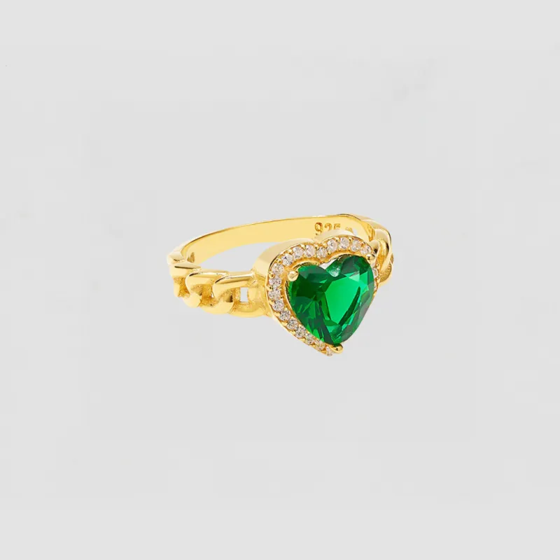 The Green Emerald Heart Ring made by The M Jewelers