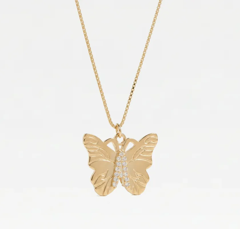 The Butterfly Initial Pendant Necklace sold by The M Jewelers