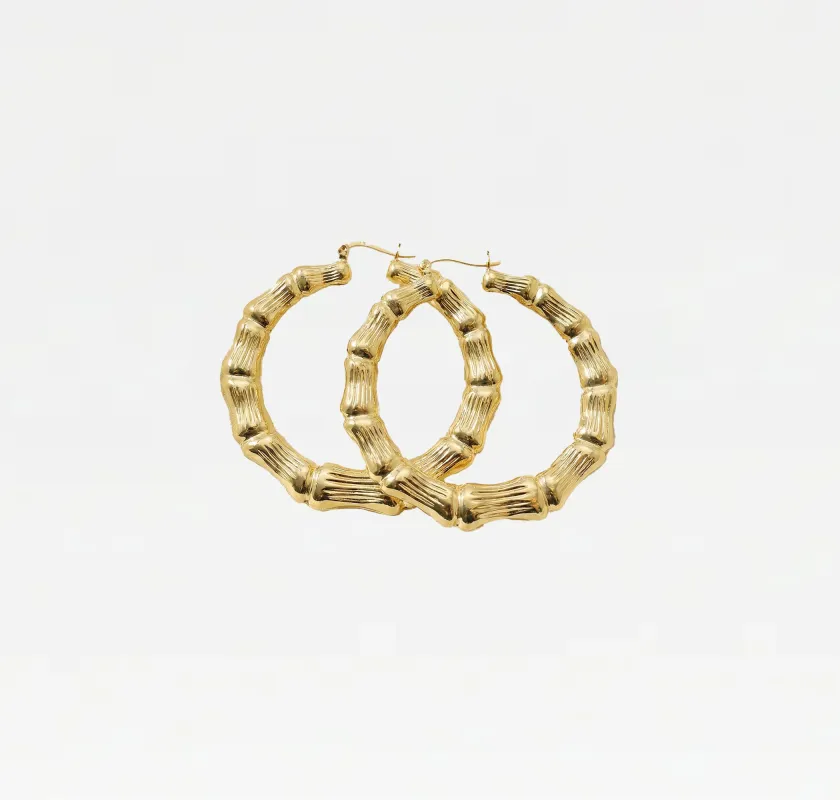 The Bamboo Hoop Earring sold by The M Jewelers