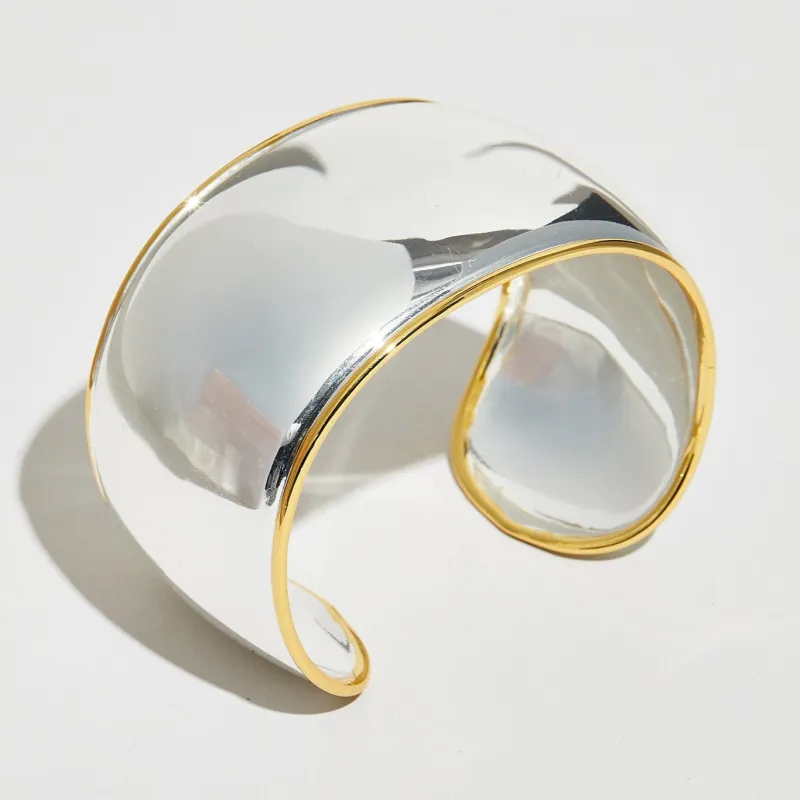 THE TWO TONE WIDE CUFF BRACELET made by The M Jewelers