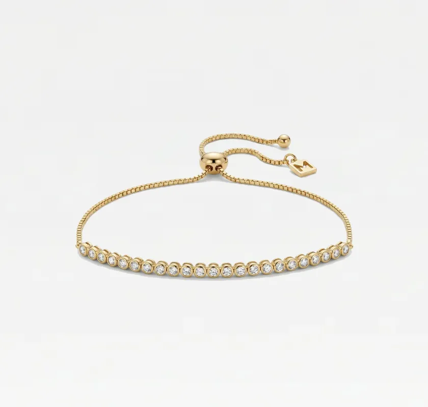 THE ROUND BEZEL ADJUSTABLE TENNIS BRACELET made by The M Jewelers