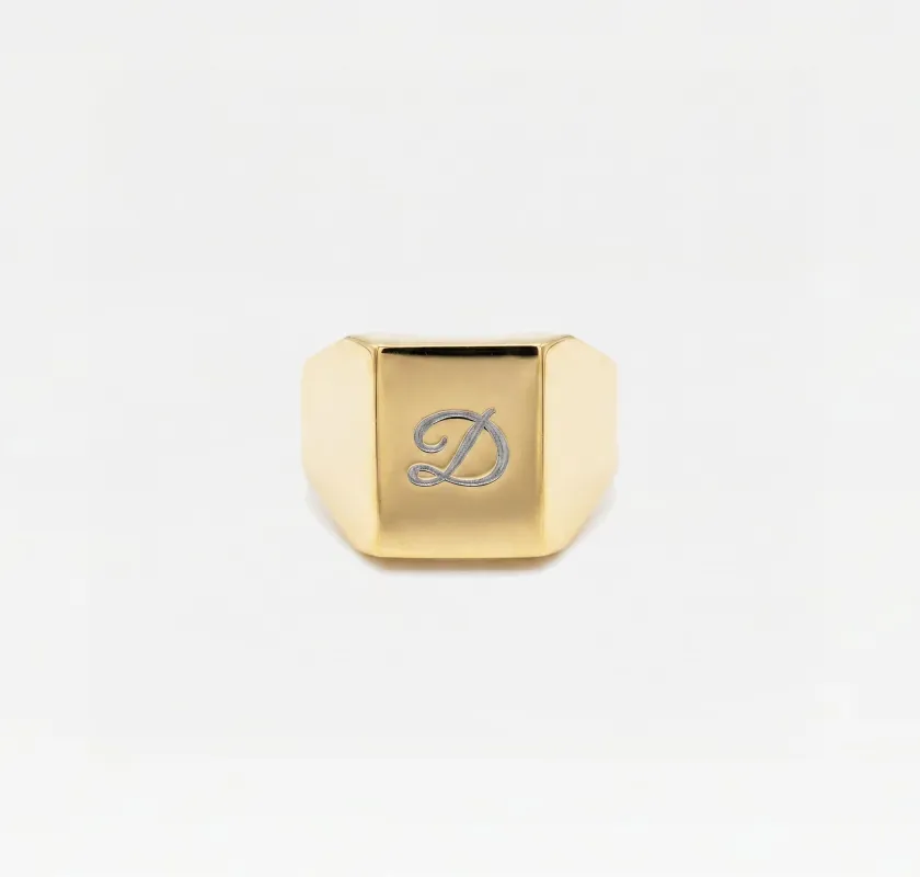 THE SCRIPT RECTANGLE SIGNET RING made by The M Jewelers