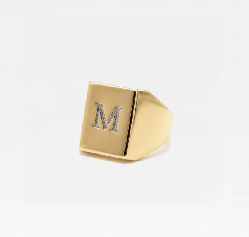 THE BLOCK RECTANGLE SIGNET RING made by The M Jewelers