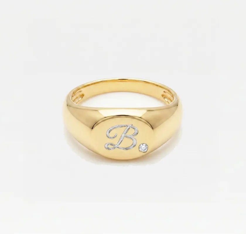 THE SCRIPT OVAL STONE SIGNET made by The M Jewelers