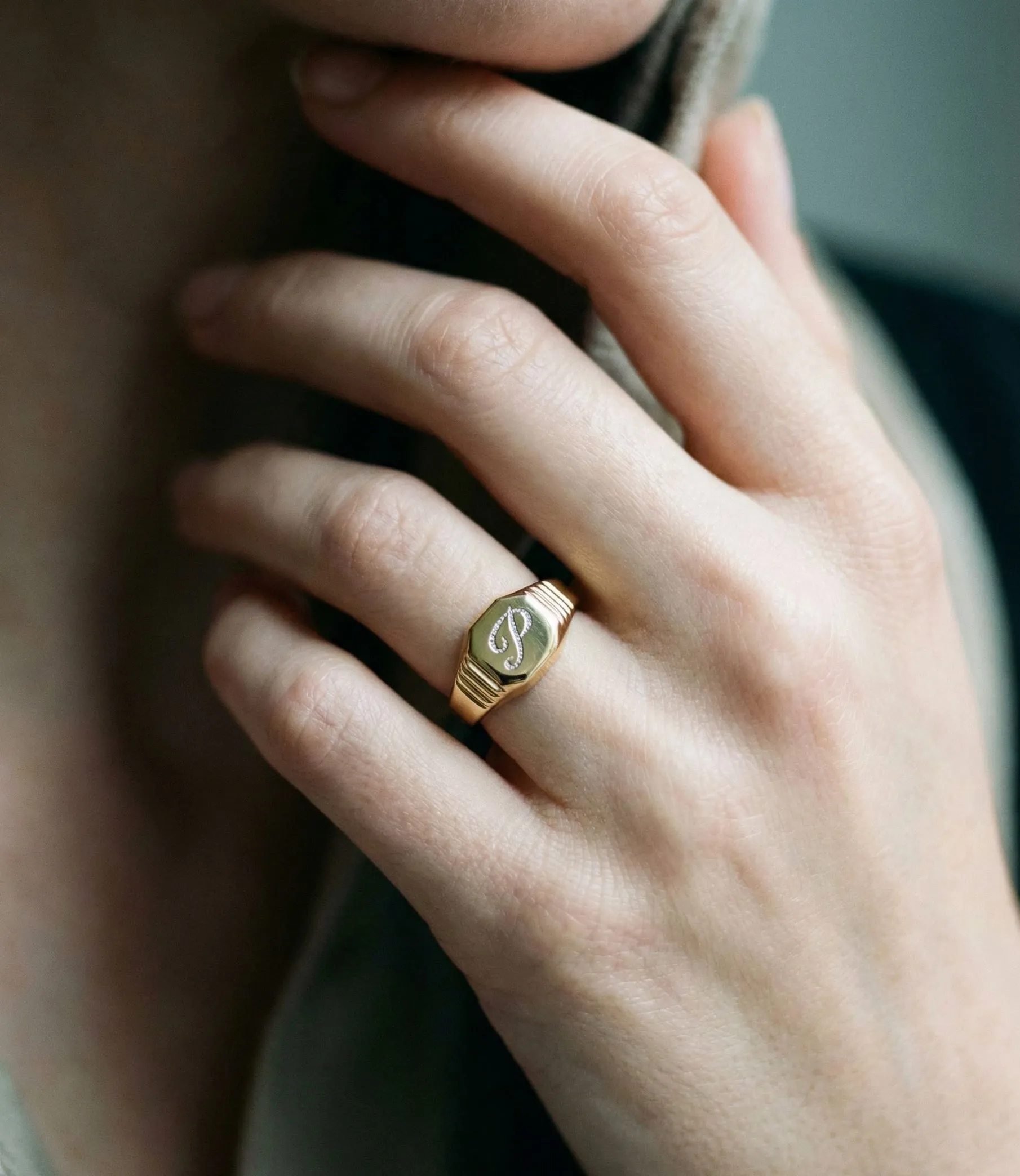 The Script Ridge Signet Ring sold by The M Jewelers product image thumbnail 2
