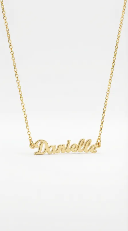 The Solid Gold Nameplate Necklace made by The M Jewelers