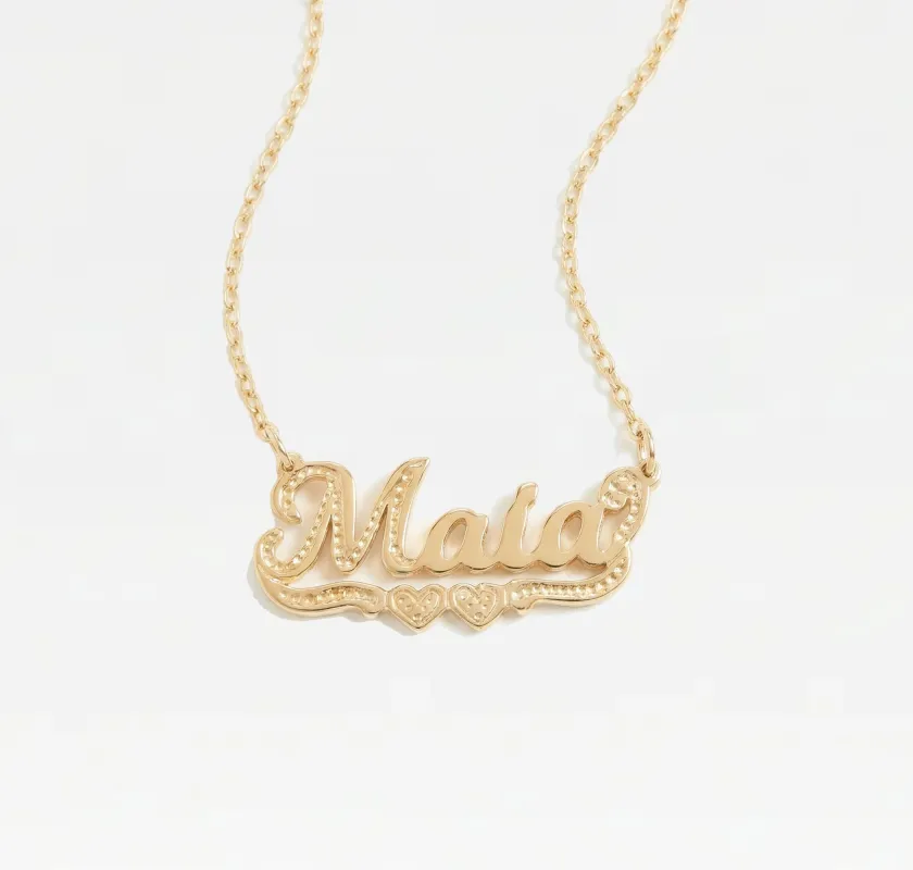 The Solid Gold Mini Classic Nameplate Necklace made by The M Jewelers