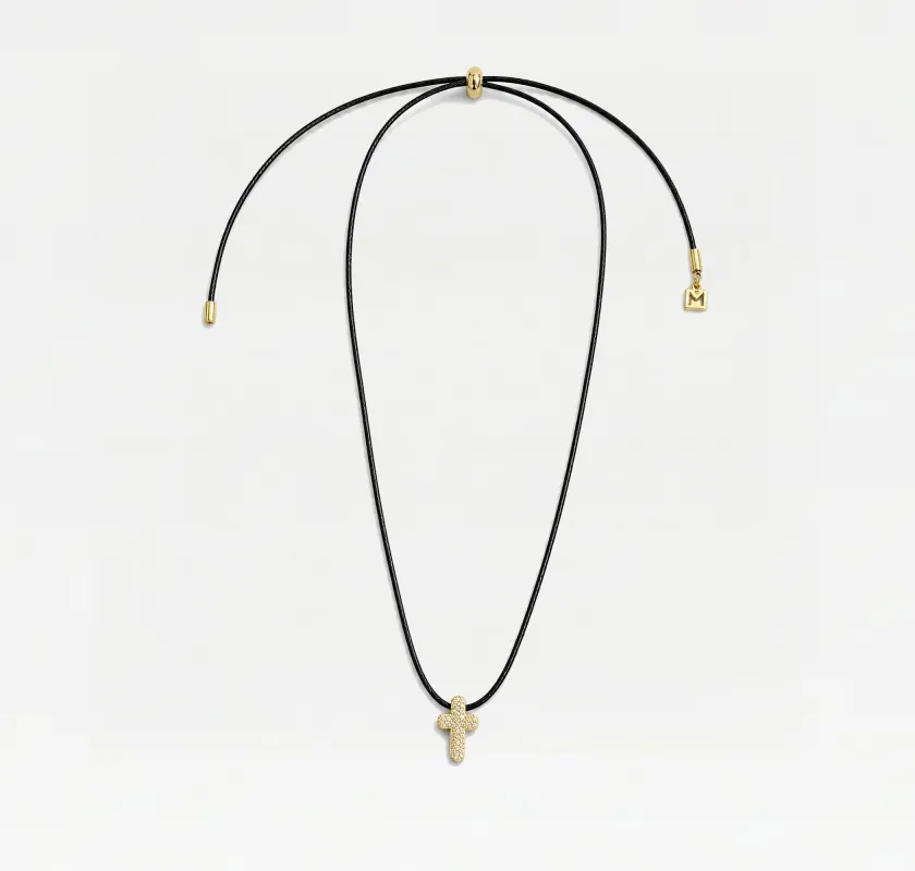THE PAVE’ CROSS CORD NECKLACE made by The M Jewelers