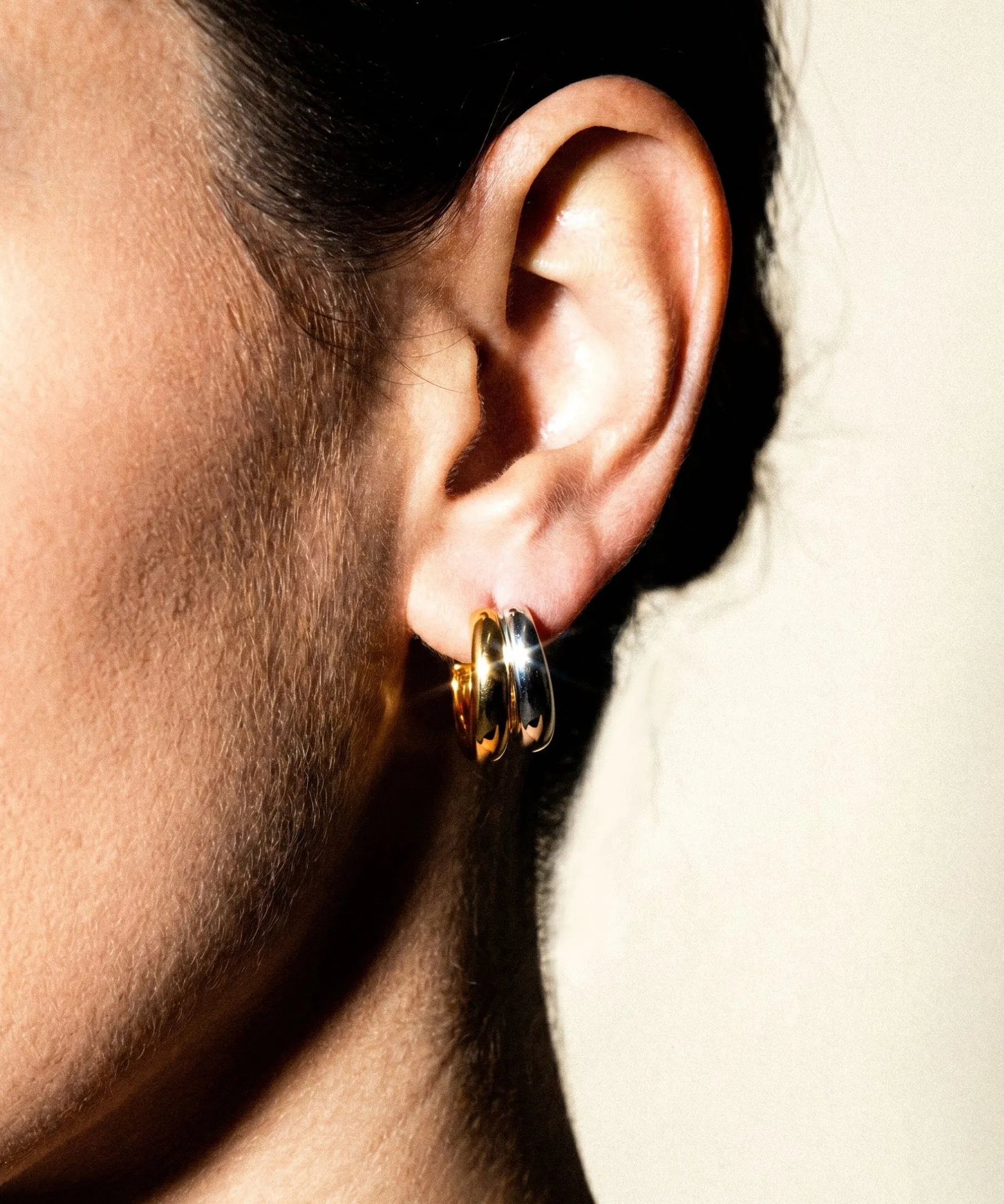 THE TWO TONE SPLIT HOOP EARRINGS sold by The M Jewelers product image thumbnail 2