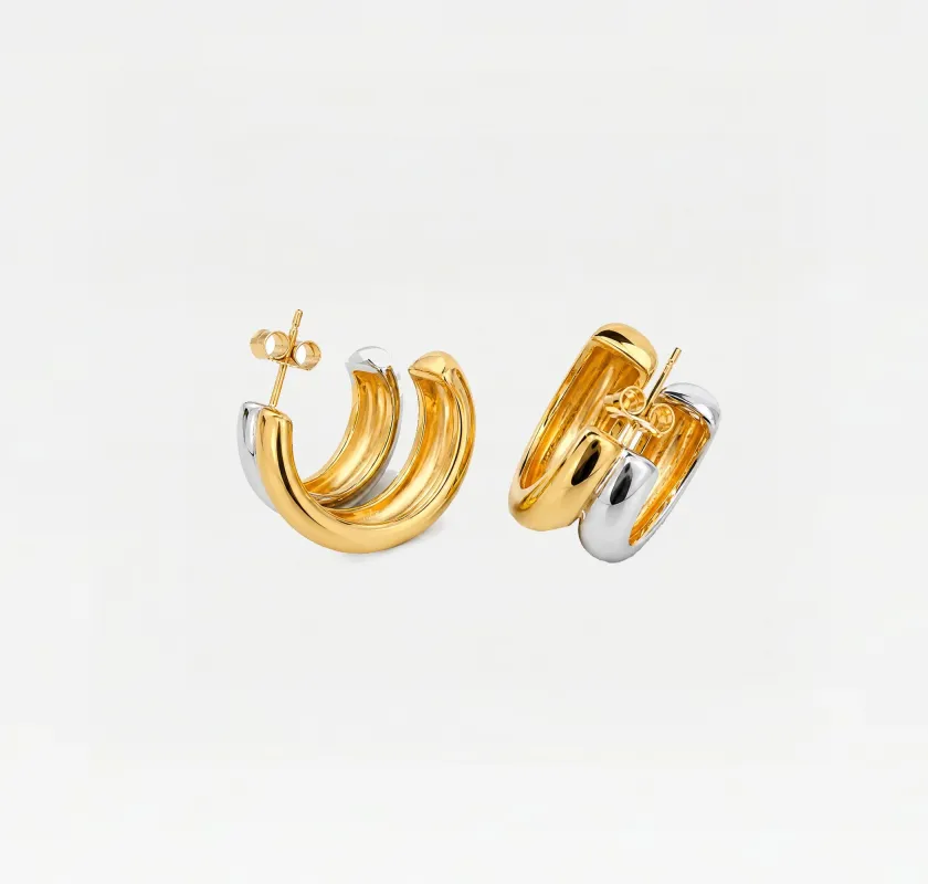 THE TWO TONE SPLIT HOOP EARRINGS made by The M Jewelers