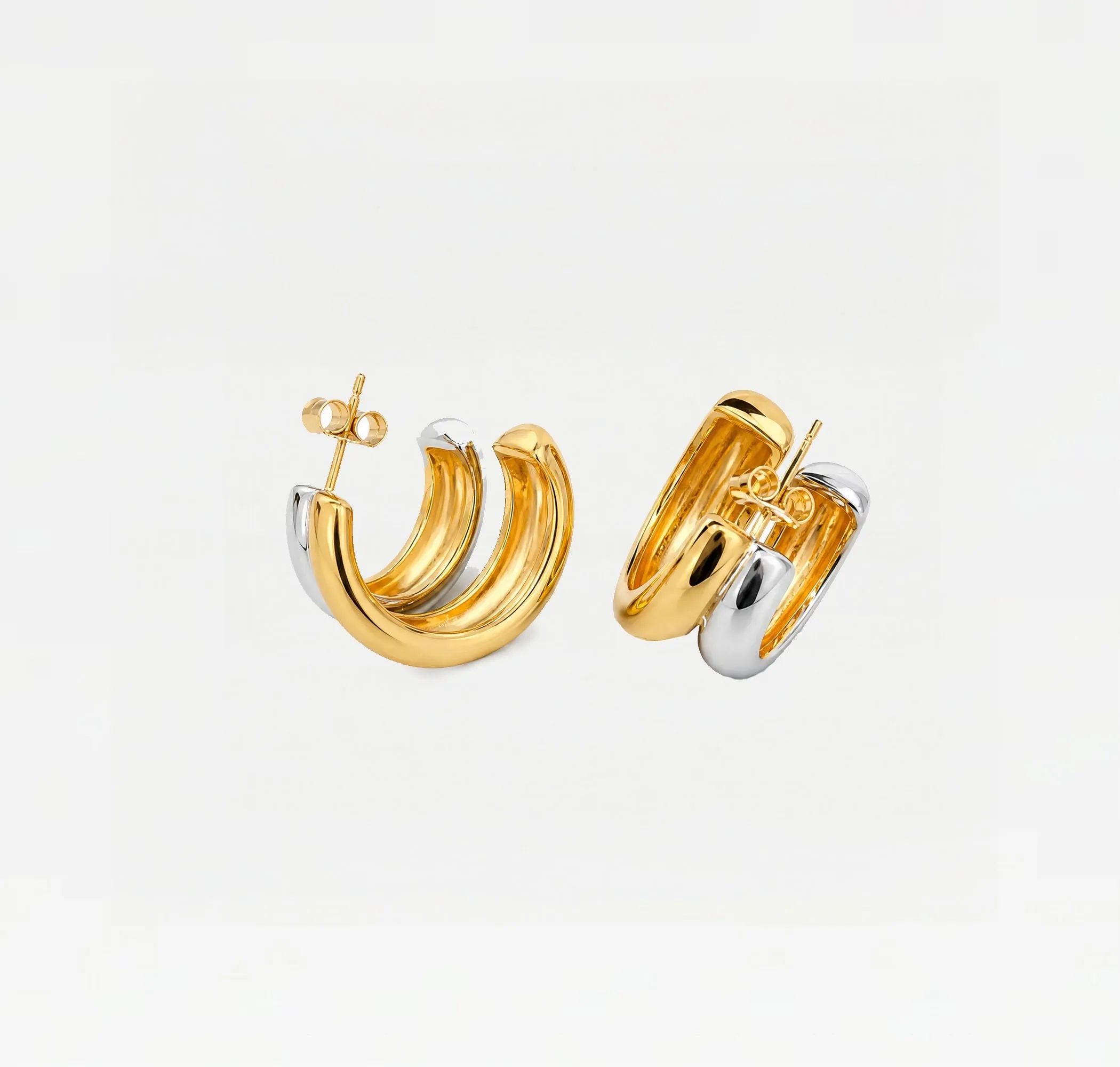 THE TWO TONE SPLIT HOOP EARRINGS sold by The M Jewelers
