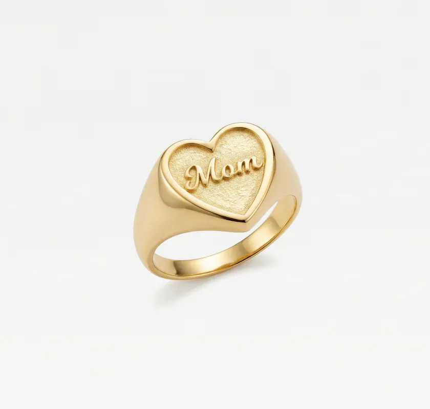 The Mom Heart Signet Ring made by The M Jewelers