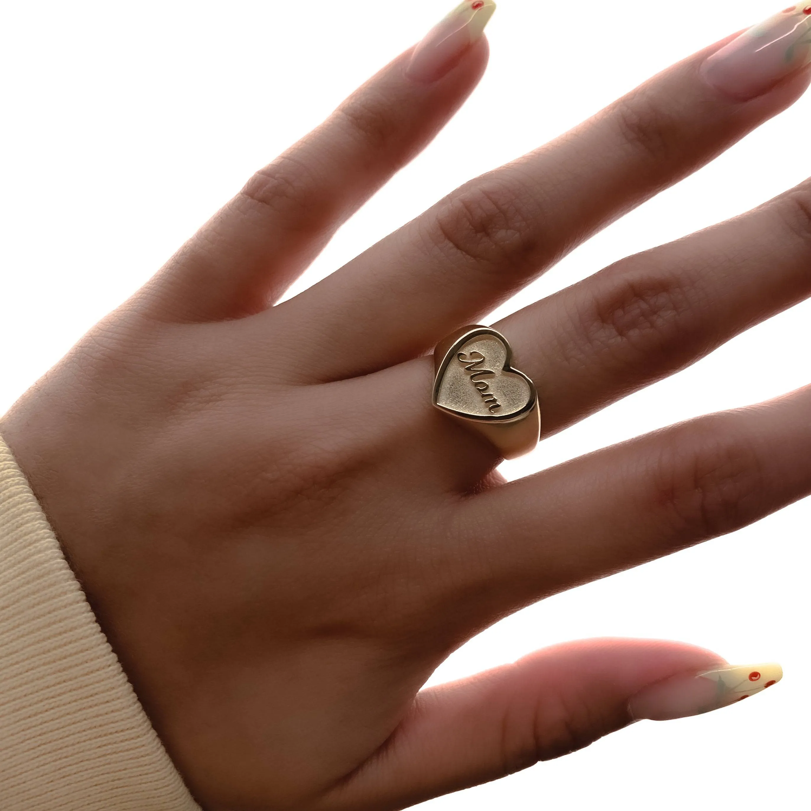 The Mom Heart Signet Ring sold by The M Jewelers product image thumbnail 3