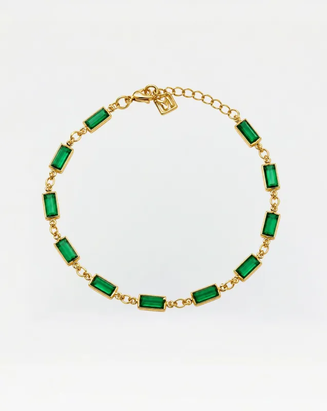 The Dainty Emerald Anklet made by The M Jewelers