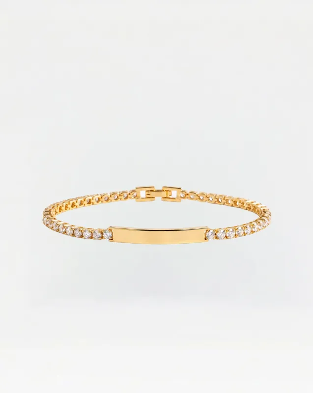The Dainty Pavé ID Bracelet made by The M Jewelers