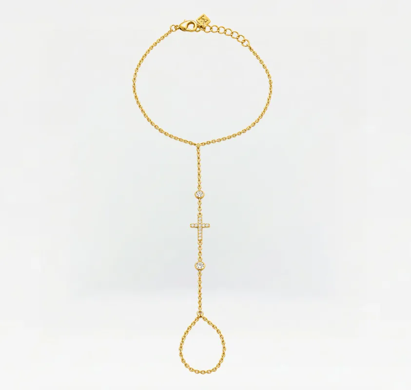 The Cross Stone Hand Chain made by The M Jewelers