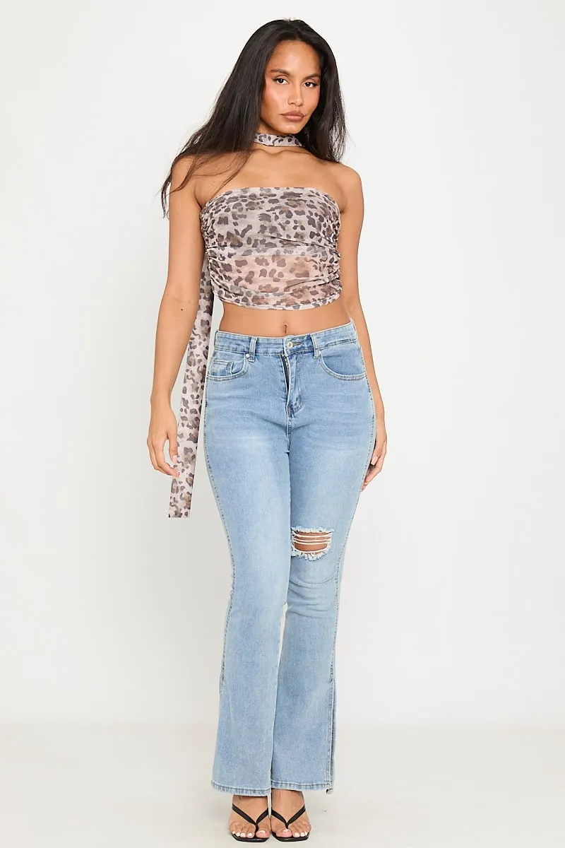 Leopard Print Ruched Bandeau Top With Scarf sold by Nothingbutstyle product image thumbnail 5