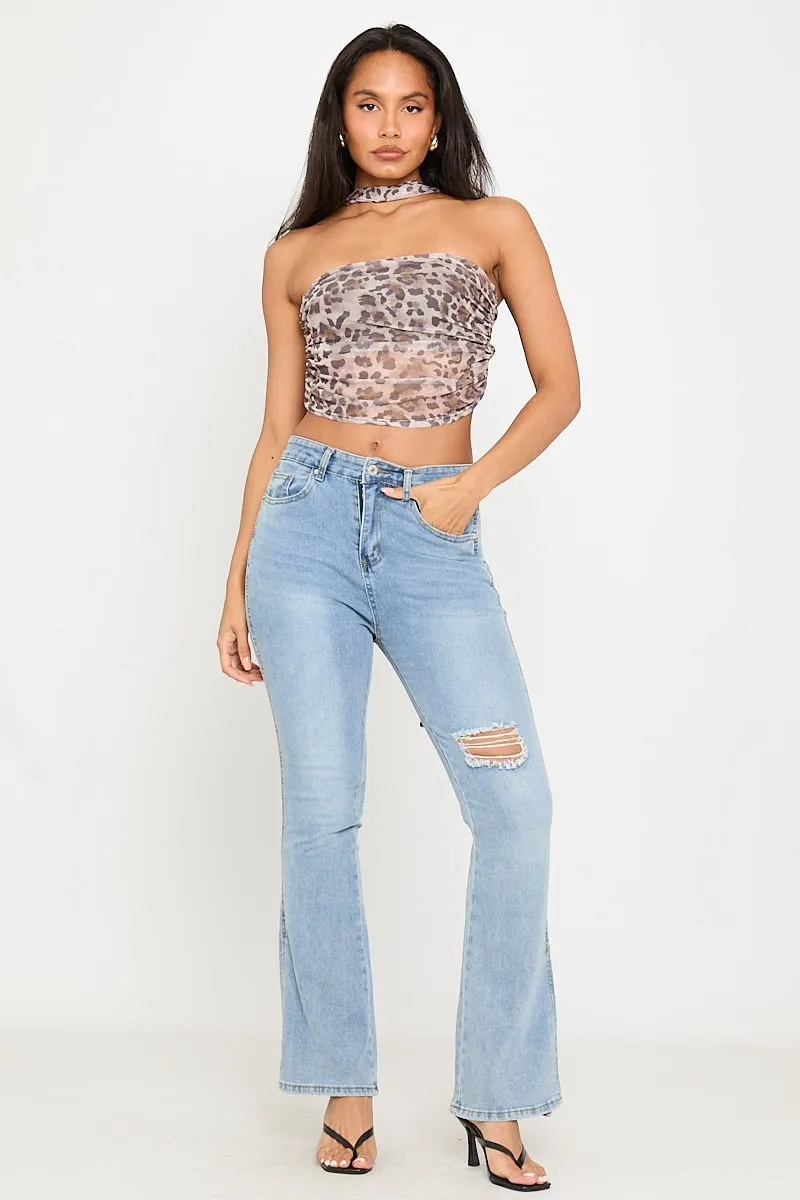 Leopard Print Ruched Bandeau Top With Scarf sold by Nothingbutstyle product image thumbnail 2