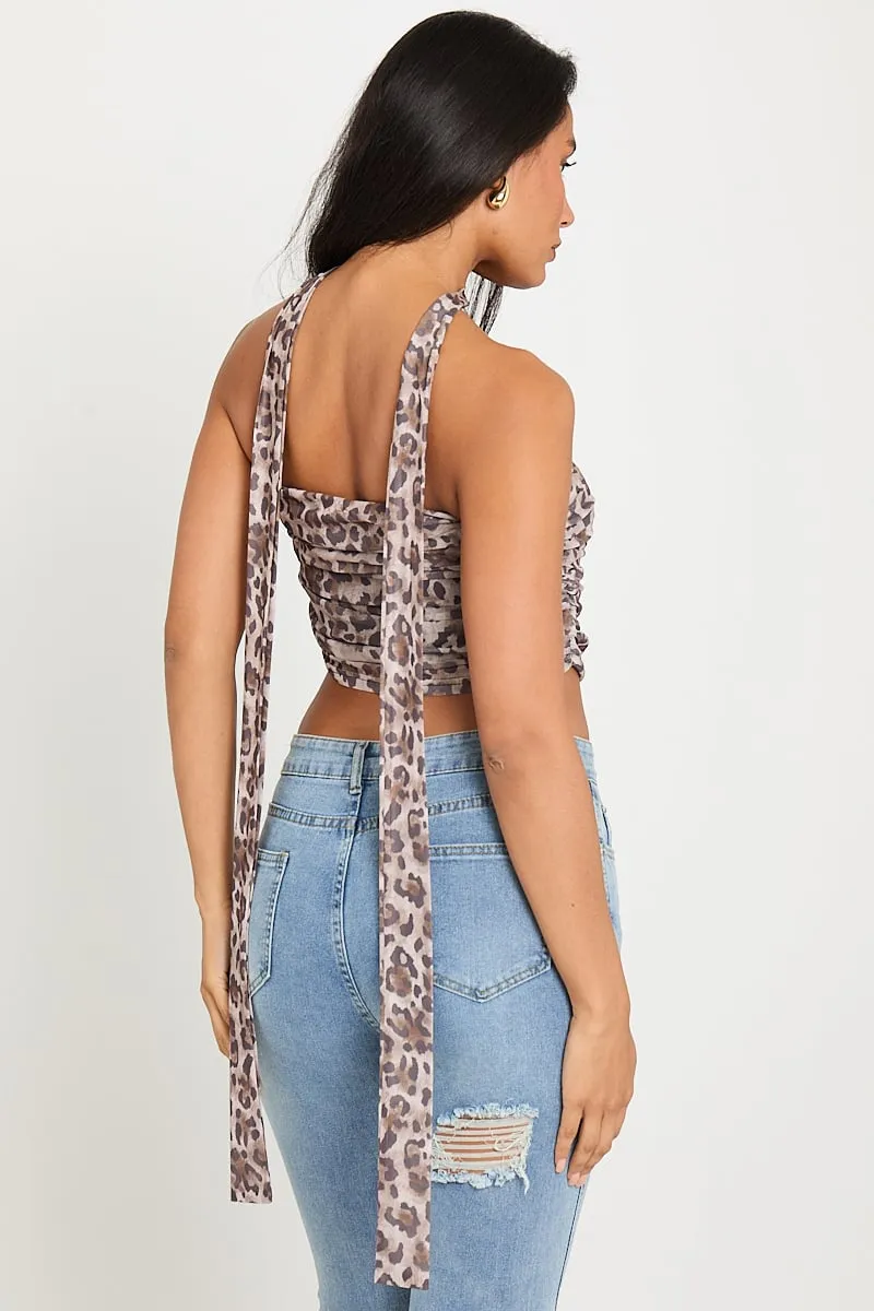 Leopard Print Ruched Bandeau Top With Scarf sold by Nothingbutstyle product image thumbnail 4
