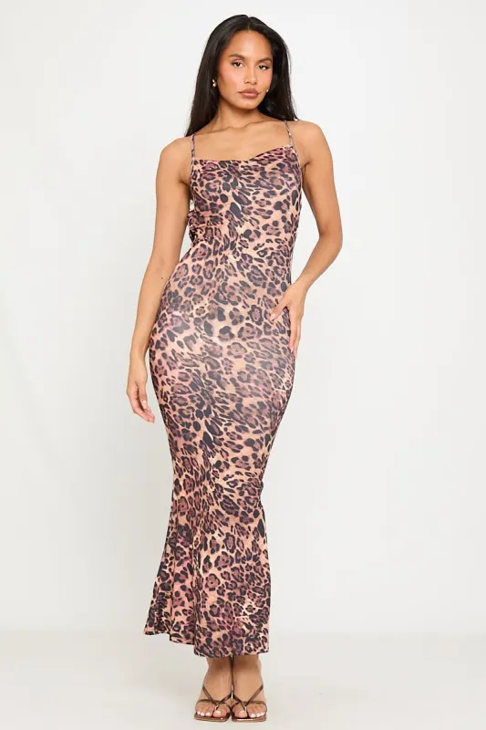 Leopard Print Cross Back Tie Detail Maxi Dress sold by Nothingbutstyle