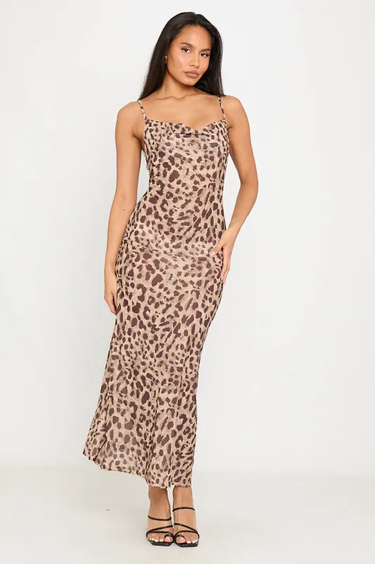 Leopard Print Cowl Neck Strappy Maxi Dress sold by Nothingbutstyle
