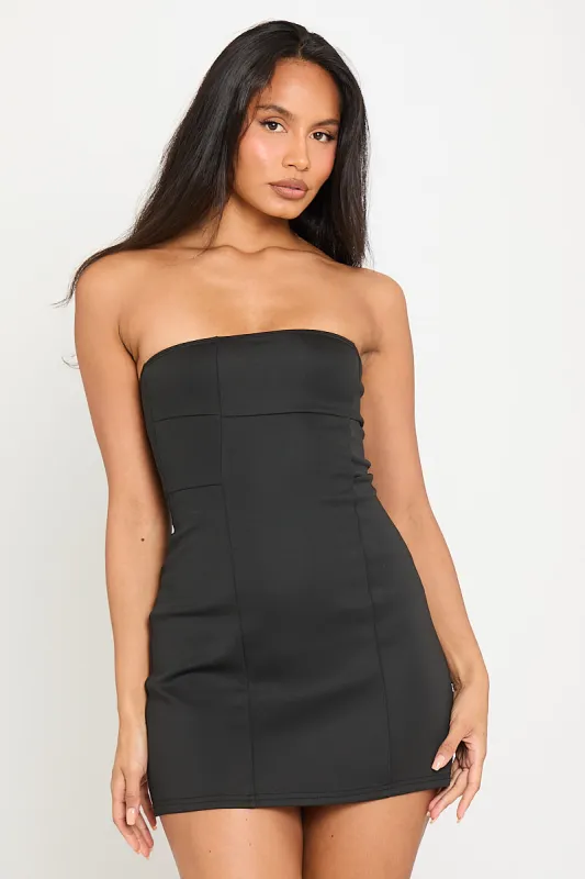Black Structured Strapless Bandeau Mini Dress sold by Nothingbutstyle