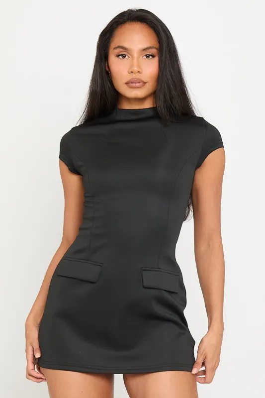 Black High Neck Cap Sleeve Mini Dress sold by Nothingbutstyle